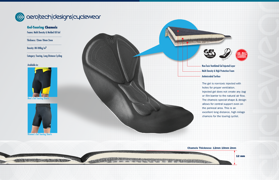 Women's Gel Touring Bike Short Gel Chamois Aero Tech Designs