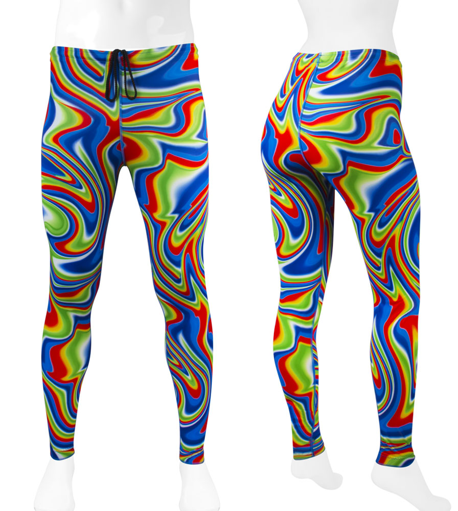 Wild Print Spandex padded cycling tights blue tie dye